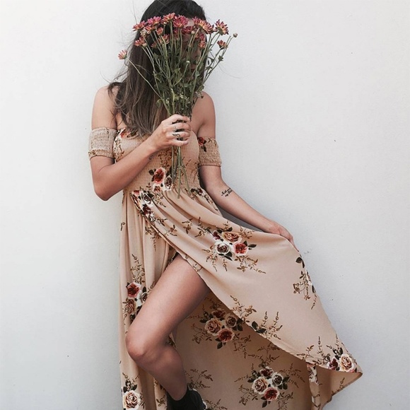 Beige Bohemian Style Maxi Dress - Picture 6 of 8